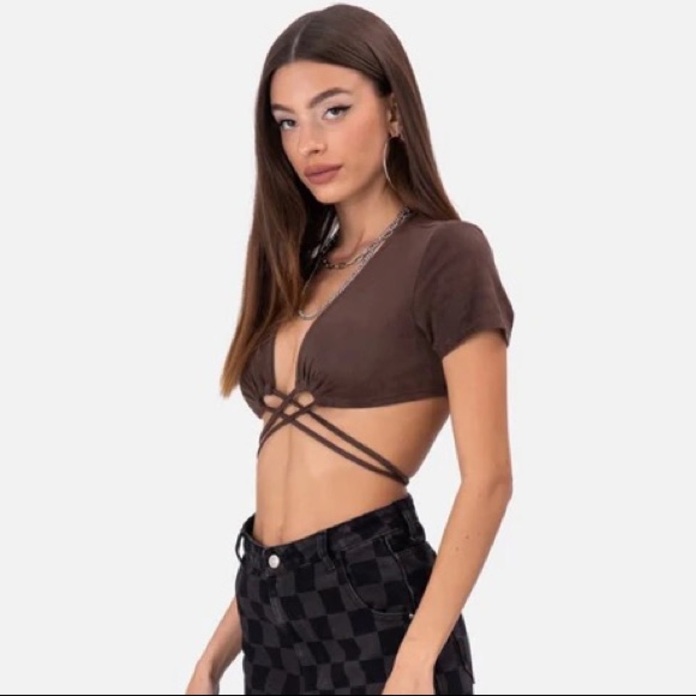 Adika Brown Velvet Crop Top